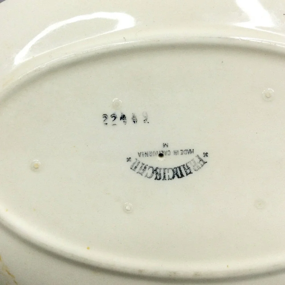VTG Franciscan Desert Rose Double Spout Gravy Boat Attached Plate USA Pottery 40